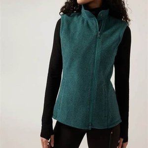 *HOST PICK*  ATHLETA STROLL FLEECE MOTO VEST BOREALIS GREEN XS EUC RUNNING WARM
